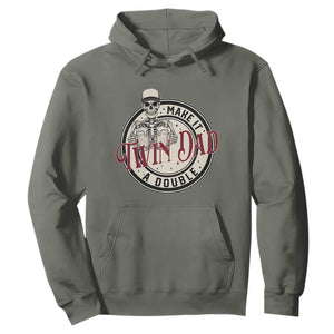 Funny Skeleton Twin Dad Make It A Double Hoodie Expecting Fathers Day Gift TS12 Military Green Print Your Wear