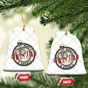 Funny Skeleton Twin Dad Make It A Double Ceramic Ornament Expecting Fathers Day Gift TS12 Print Your Wear