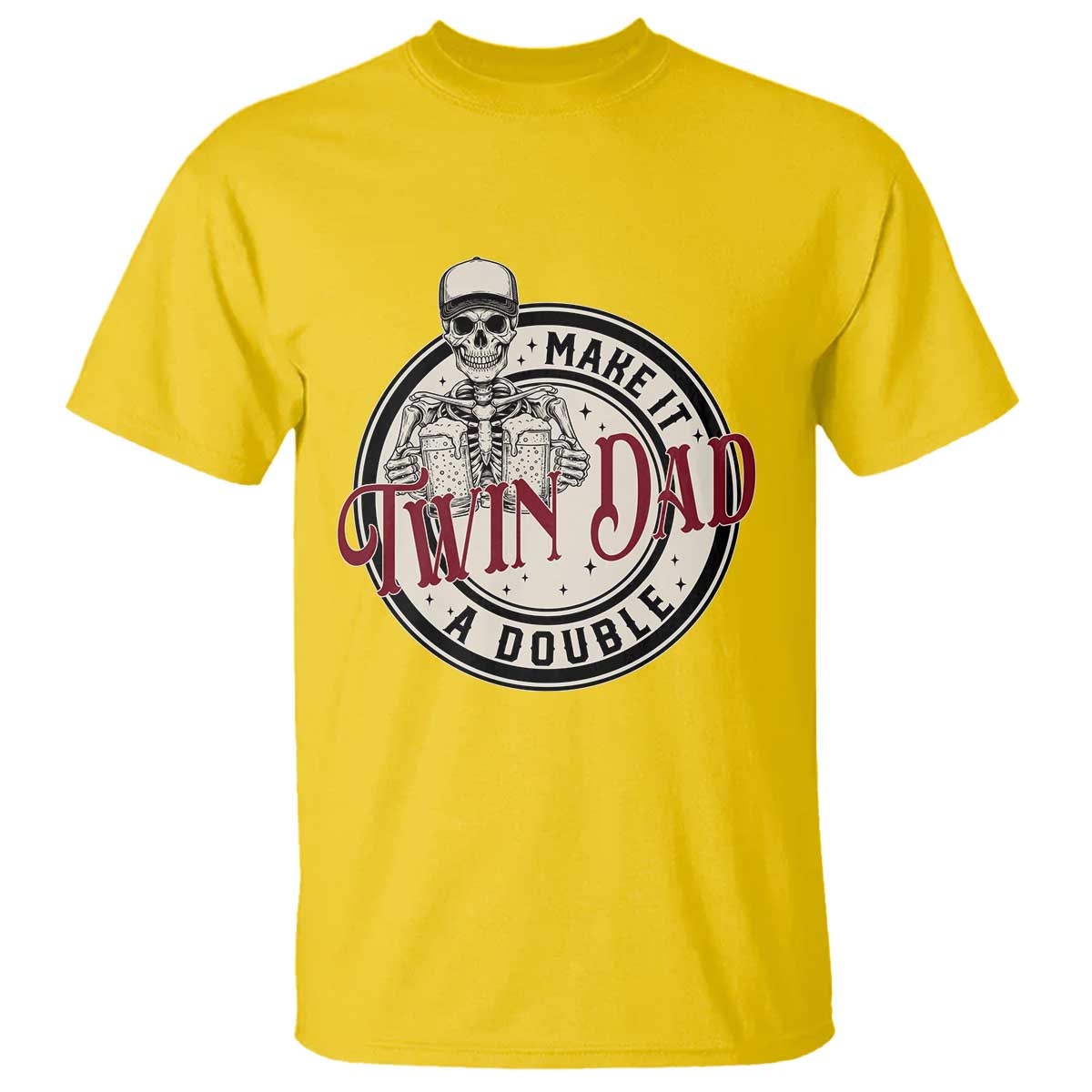 Funny Skeleton Twin Dad Make It A Double T Shirt Expecting Fathers Day Gift TS12 Daisy Print Your Wear