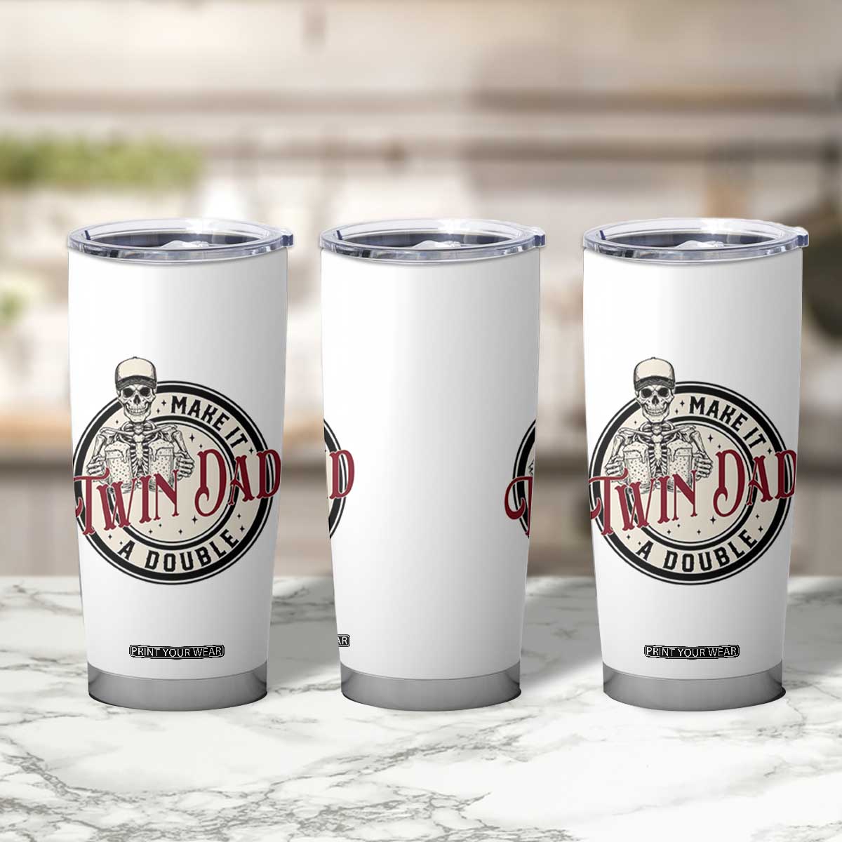 Funny Skeleton Twin Dad Make It A Double Tumbler Cup Expecting Fathers Day Gift TS12 Print Your Wear