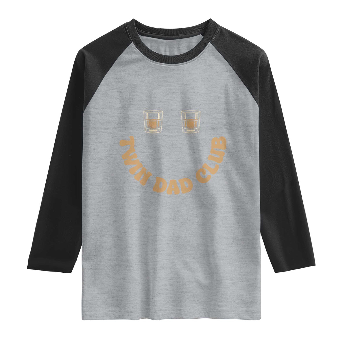 Twin Dad Club Raglan Shirt Funny Father Of Twins Fathers Day Gift TS12 Heather Gray Black Print Your Wear
