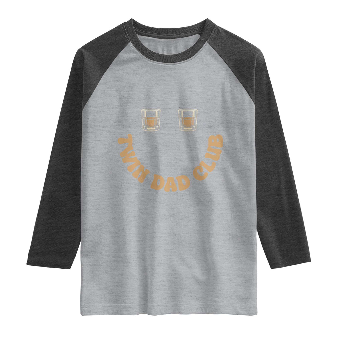 Twin Dad Club Raglan Shirt Funny Father Of Twins Fathers Day Gift TS12 Heather Gray Heather Charcoal Print Your Wear