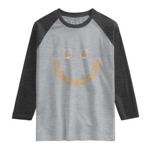 Twin Dad Club Raglan Shirt Funny Father Of Twins Fathers Day Gift TS12 Heather Gray Heather Charcoal Print Your Wear