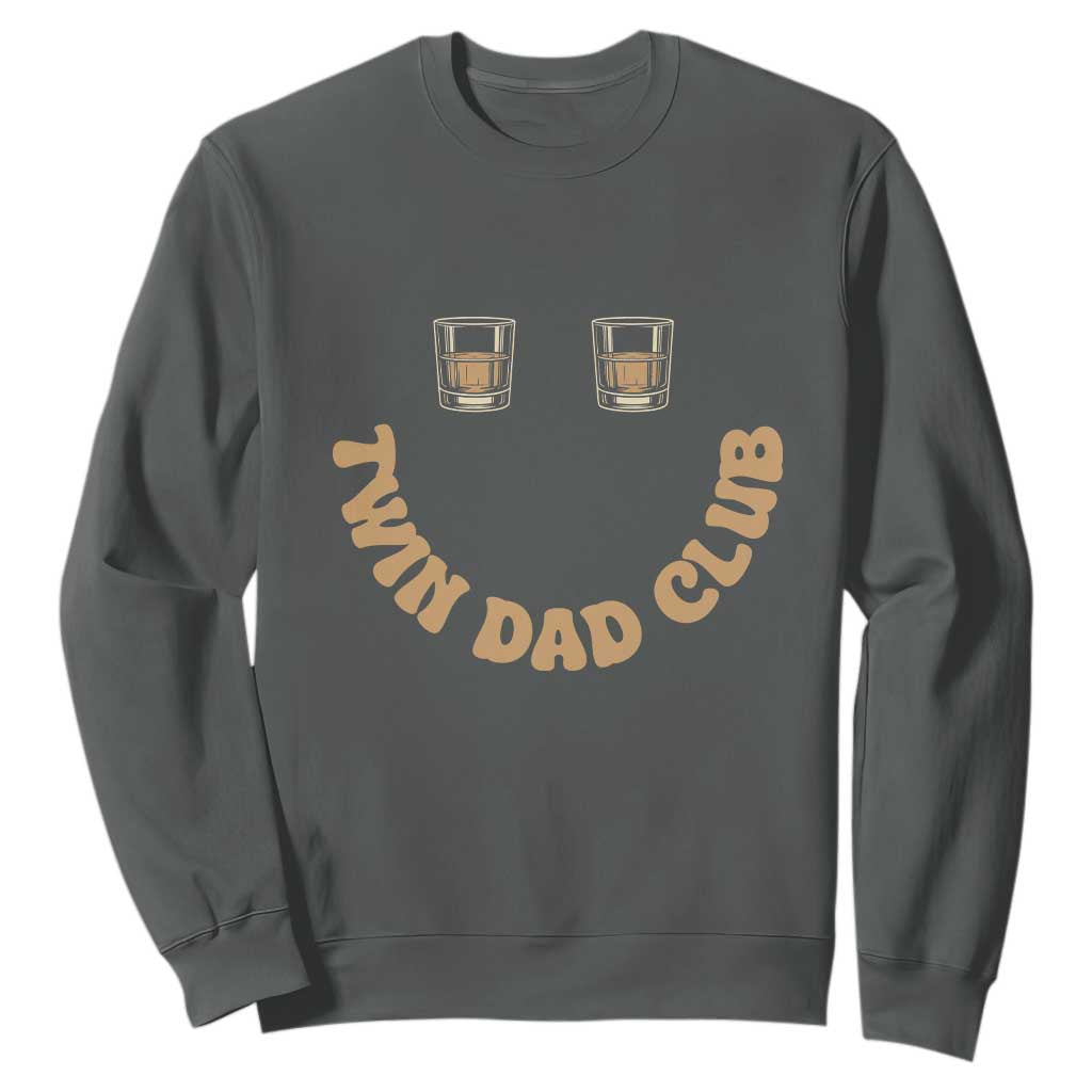 Twin Dad Club Sweatshirt Funny Father Of Twins Fathers Day Gift TS12 Dark Heather Print Your Wear