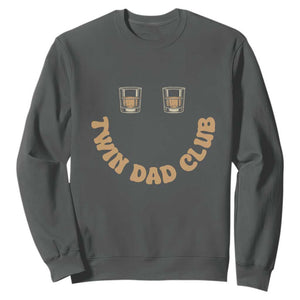 Twin Dad Club Sweatshirt Funny Father Of Twins Fathers Day Gift TS12 Dark Heather Print Your Wear