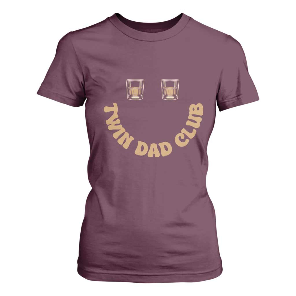 Twin Dad Club T Shirt For Women Funny Father Of Twins Fathers Day Gift TS12 Maroon Print Your Wear