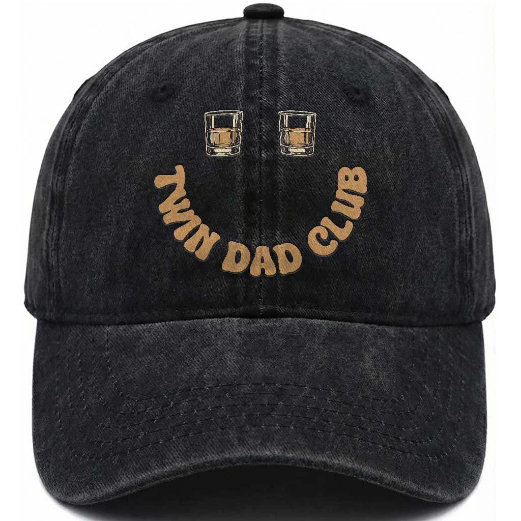 Twin Dad Club Washed Cotton Baseball Cap Funny Father Of Twins Fathers Day Gift TS12 Print Your Wear