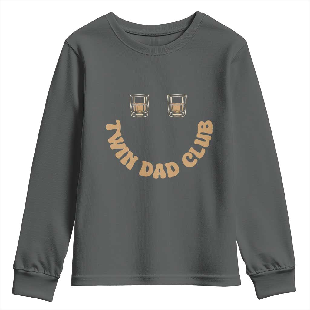 Twin Dad Club Youth Sweatshirt Funny Father Of Twins Fathers Day Gift TS12 Dark Heather Print Your Wear