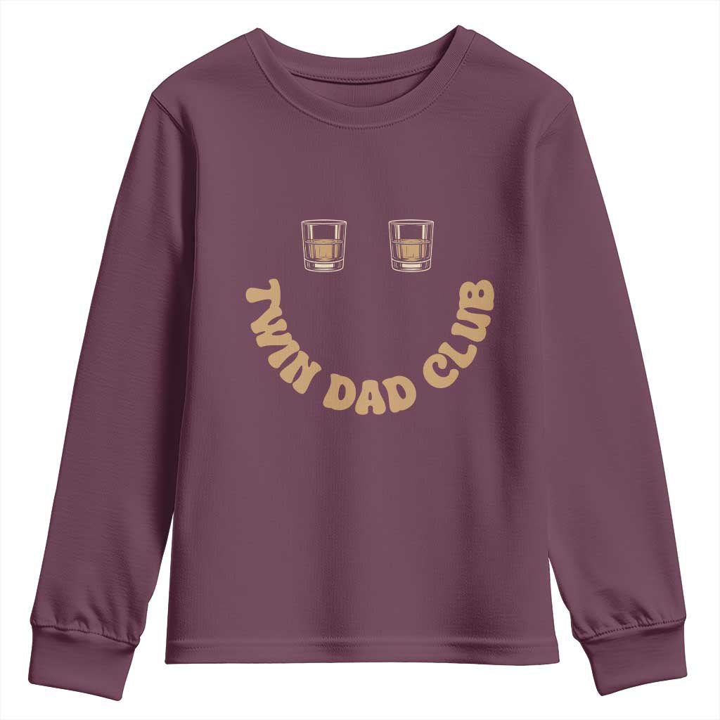 Twin Dad Club Youth Sweatshirt Funny Father Of Twins Fathers Day Gift TS12 Maroon Print Your Wear
