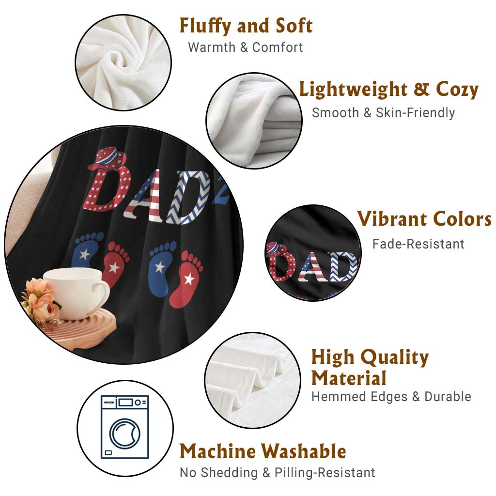 Patriotic Twin Dad American Flag Throw Blanket Father Of Twins USA Gift TS12 Print Your Wear