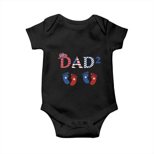 Patriotic Twin Dad American Flag Baby Onesie Father Of Twins USA Gift TS12 Black Print Your Wear