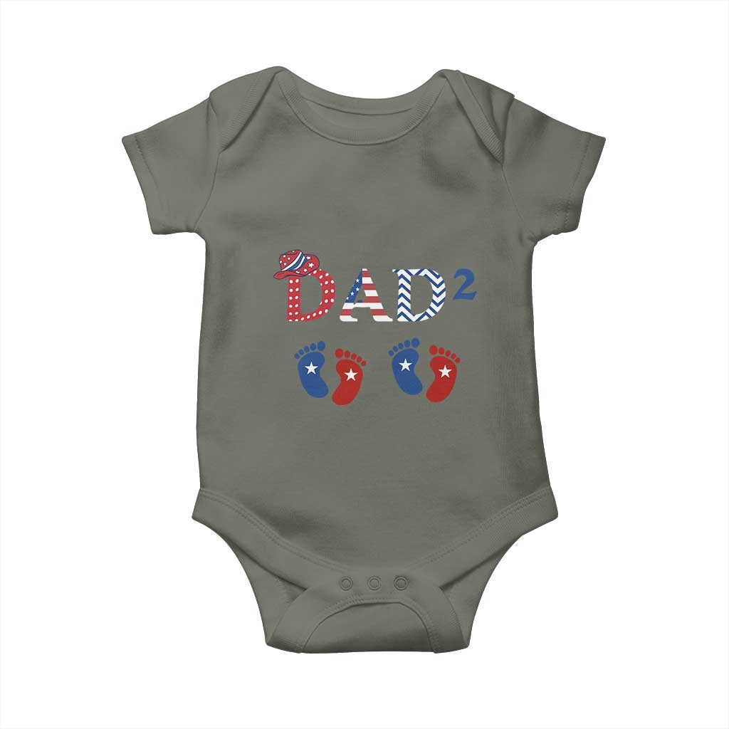 Patriotic Twin Dad American Flag Baby Onesie Father Of Twins USA Gift TS12 Military Green Print Your Wear