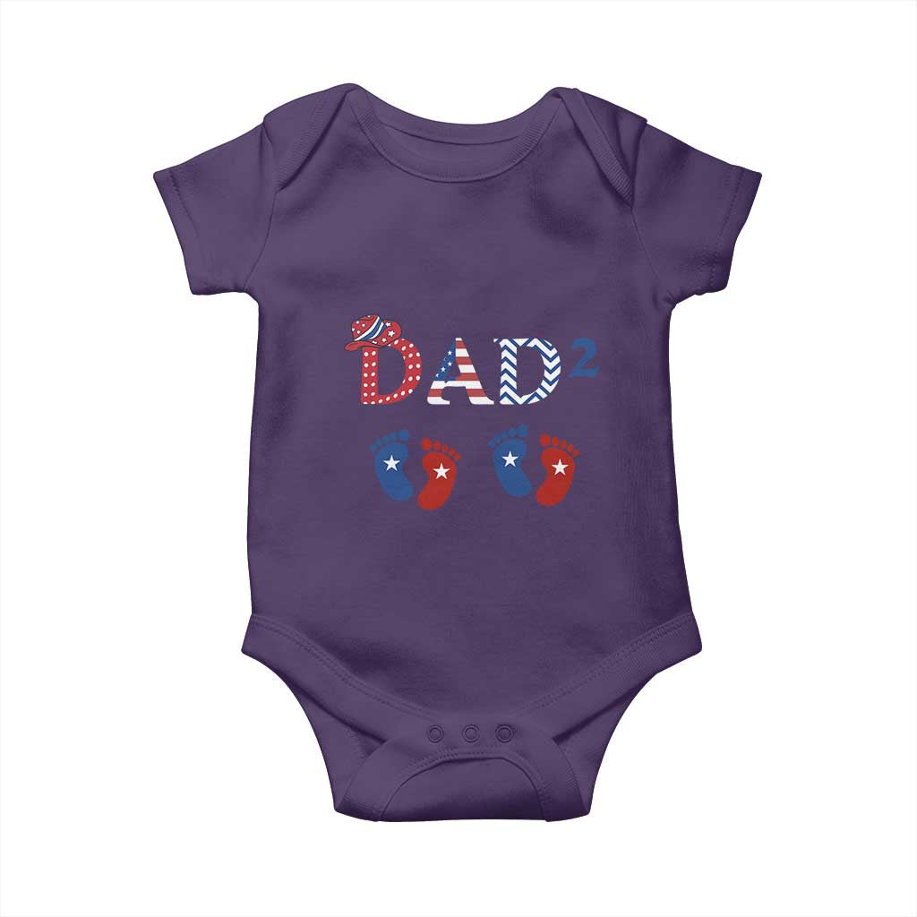 Patriotic Twin Dad American Flag Baby Onesie Father Of Twins USA Gift TS12 Purple Print Your Wear