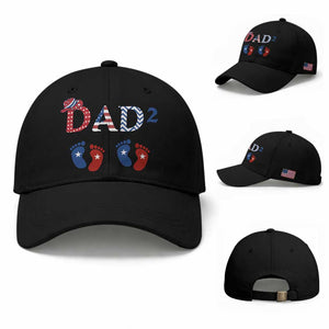 Patriotic Twin Dad American Flag Baseball Cap Father Of Twins USA Gift TS12 Baseball Cap Universal Fit Black Print Your Wear