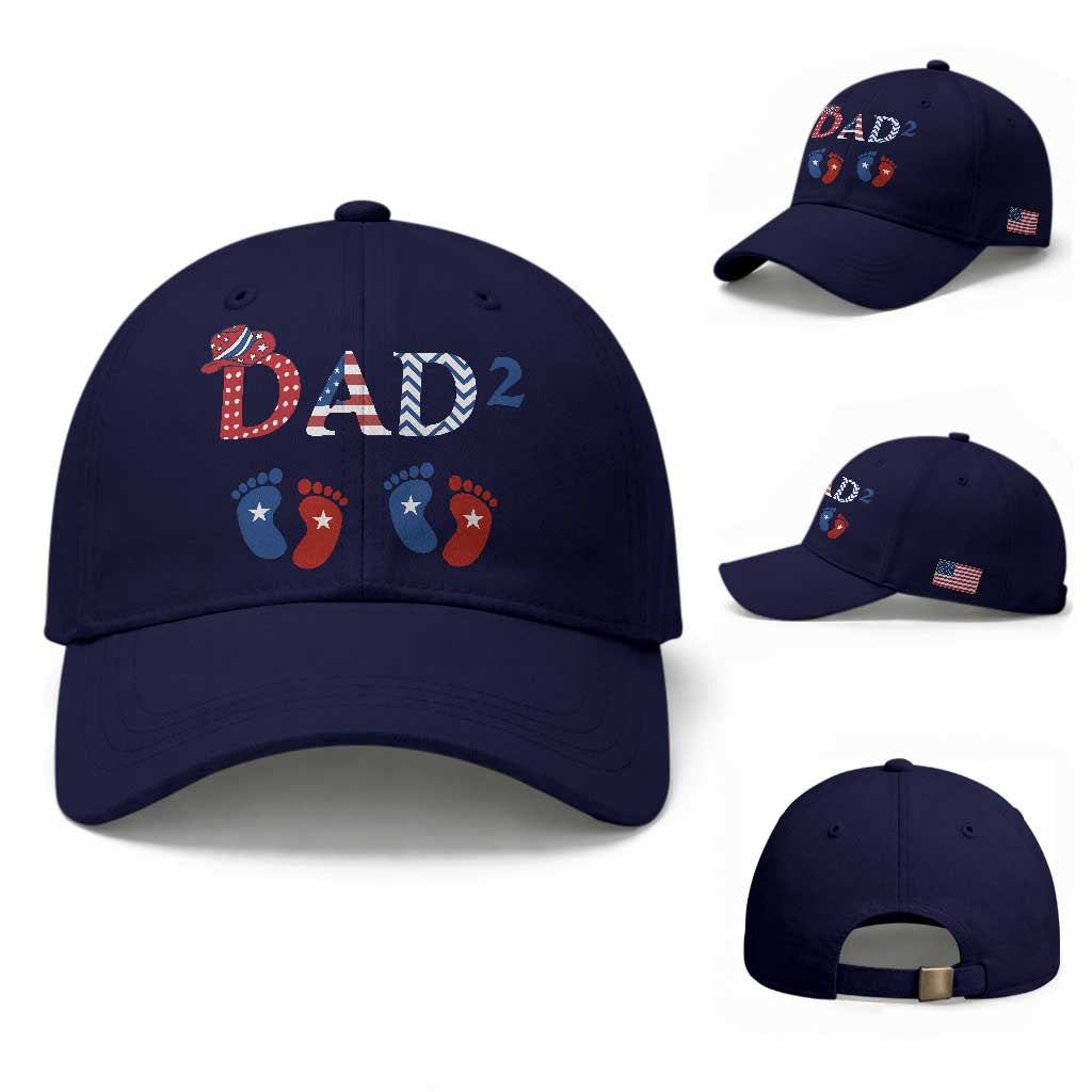 Patriotic Twin Dad American Flag Baseball Cap Father Of Twins USA Gift TS12 Baseball Cap Universal Fit Dark Blue Print Your Wear