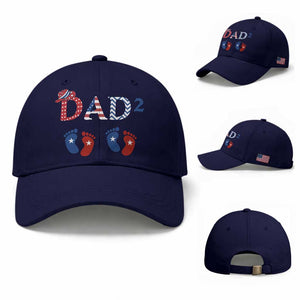 Patriotic Twin Dad American Flag Baseball Cap Father Of Twins USA Gift TS12 Baseball Cap Universal Fit Dark Blue Print Your Wear