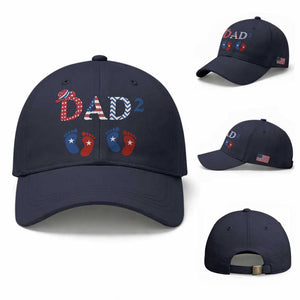 Patriotic Twin Dad American Flag Baseball Cap Father Of Twins USA Gift TS12 Baseball Cap Universal Fit Navy Print Your Wear