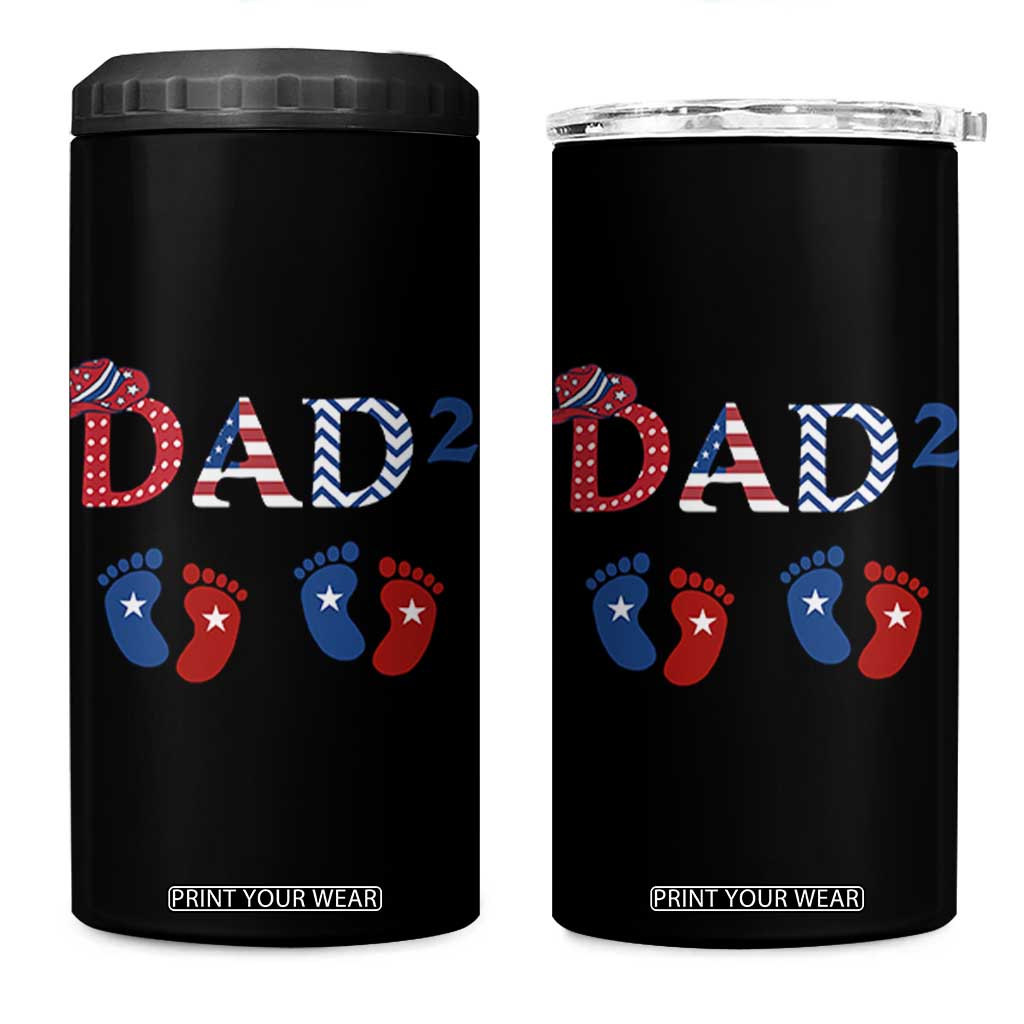 Patriotic Twin Dad American Flag 4 in 1 Can Cooler Tumbler Father Of Twins USA Gift TS12 One Size: 16 oz Black Print Your Wear