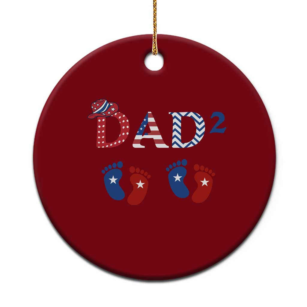 Patriotic Twin Dad American Flag Ceramic Ornament Father Of Twins USA Gift TS12 1pc Red Print Your Wear