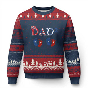 Patriotic Twin Dad American Flag Ugly Christmas Sweater Father Of Twins USA Gift TS12 Navy Red Print Your Wear