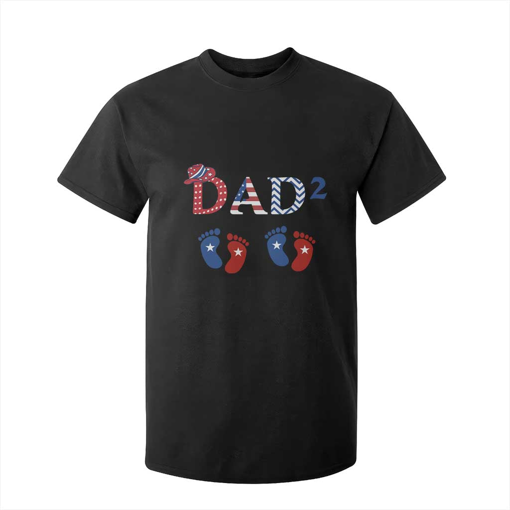 Patriotic Twin Dad American Flag T Shirt For Kid Father Of Twins USA Gift TS12 Black Print Your Wear