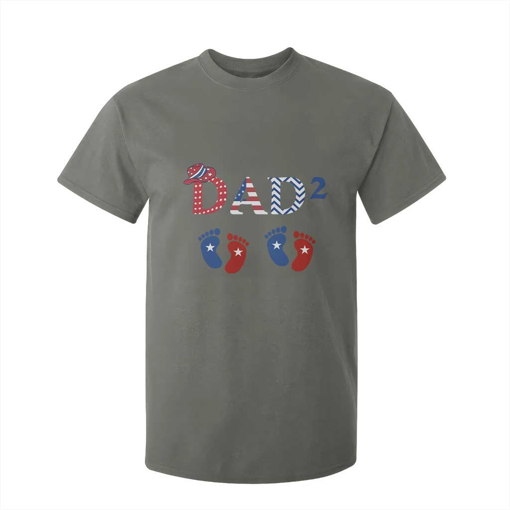 Patriotic Twin Dad American Flag T Shirt For Kid Father Of Twins USA Gift TS12 Military Green Print Your Wear