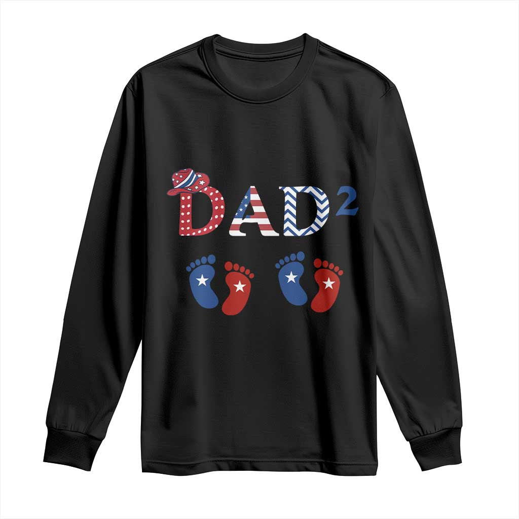 Patriotic Twin Dad American Flag Long Sleeve Shirt Father Of Twins USA Gift TS12 Black Print Your Wear