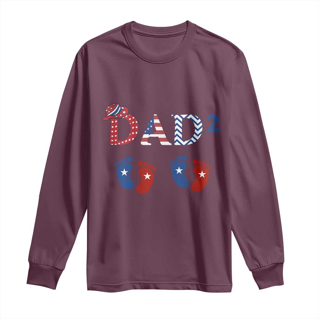 Patriotic Twin Dad American Flag Long Sleeve Shirt Father Of Twins USA Gift TS12 Maroon Print Your Wear
