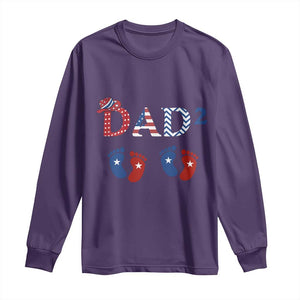 Patriotic Twin Dad American Flag Long Sleeve Shirt Father Of Twins USA Gift TS12 Purple Print Your Wear