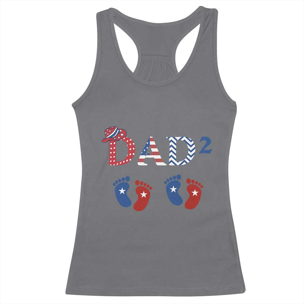Patriotic Twin Dad American Flag Racerback Tank Top Father Of Twins USA Gift TS12 Charcoal Print Your Wear