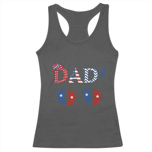 Patriotic Twin Dad American Flag Racerback Tank Top Father Of Twins USA Gift TS12 Dark Heather Print Your Wear