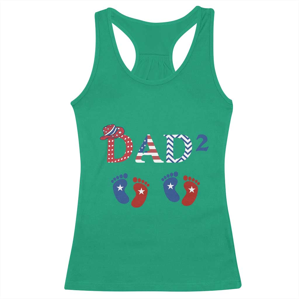 Patriotic Twin Dad American Flag Racerback Tank Top Father Of Twins USA Gift TS12 Irish Green Print Your Wear