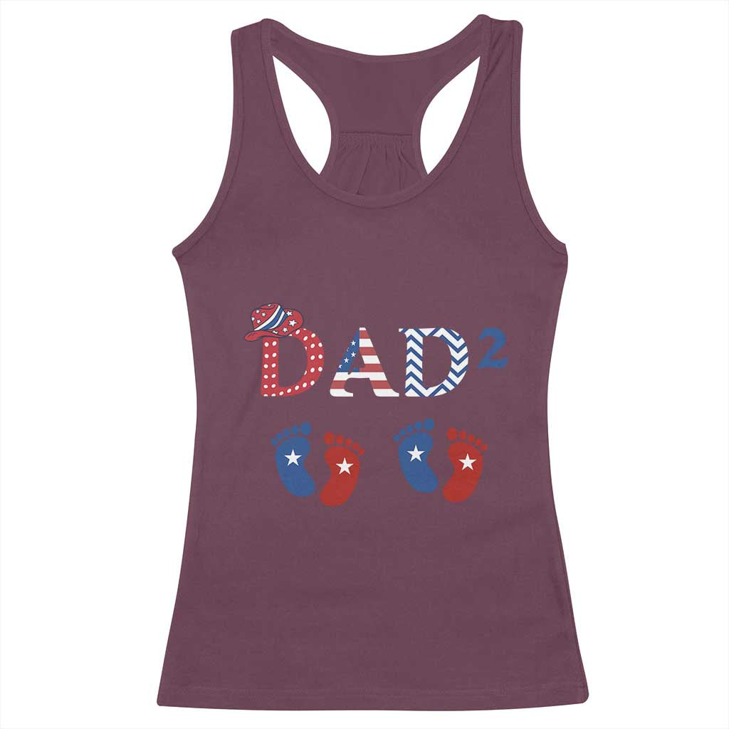 Patriotic Twin Dad American Flag Racerback Tank Top Father Of Twins USA Gift TS12 Maroon Print Your Wear