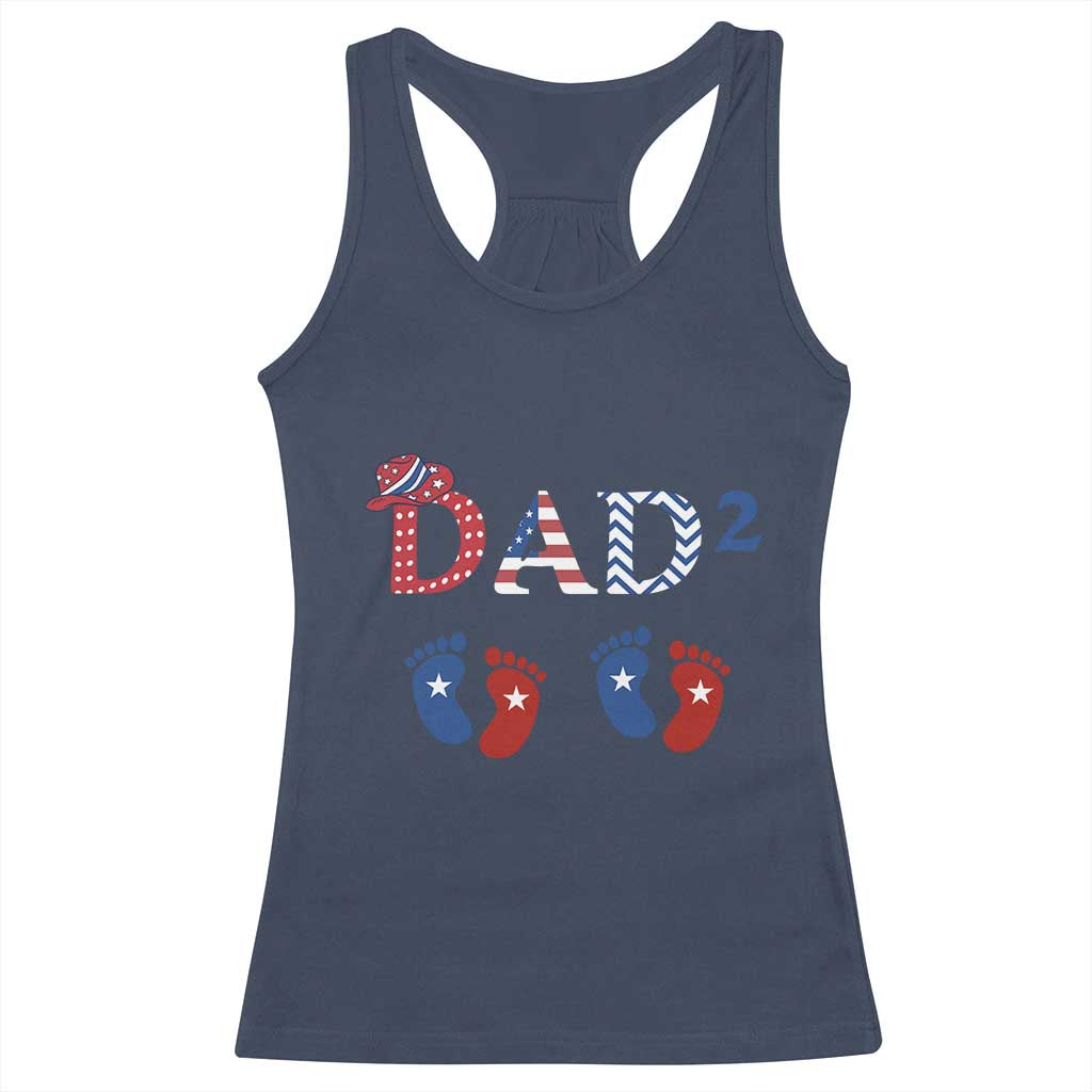 Patriotic Twin Dad American Flag Racerback Tank Top Father Of Twins USA Gift TS12 Navy Print Your Wear
