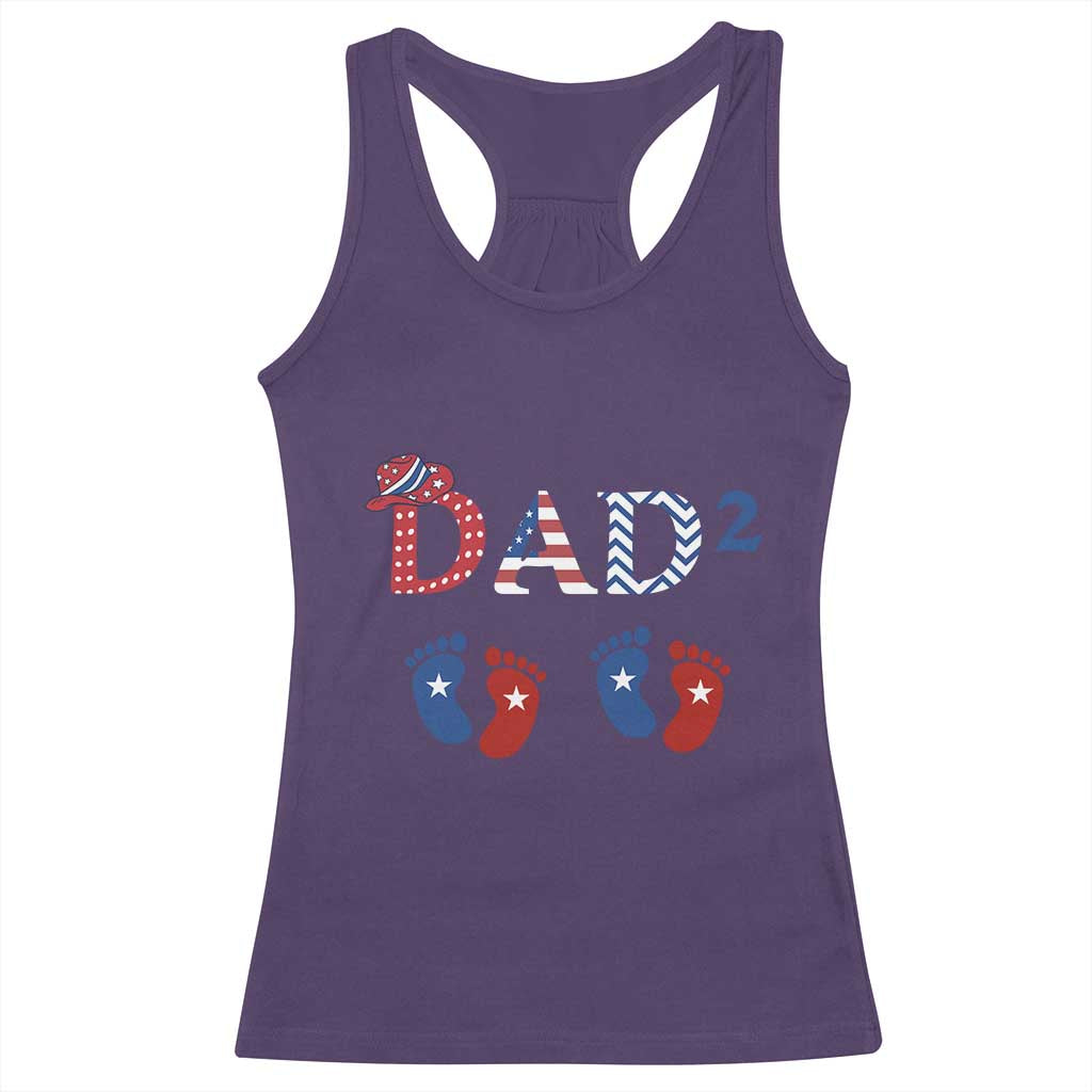 Patriotic Twin Dad American Flag Racerback Tank Top Father Of Twins USA Gift TS12 Purple Print Your Wear