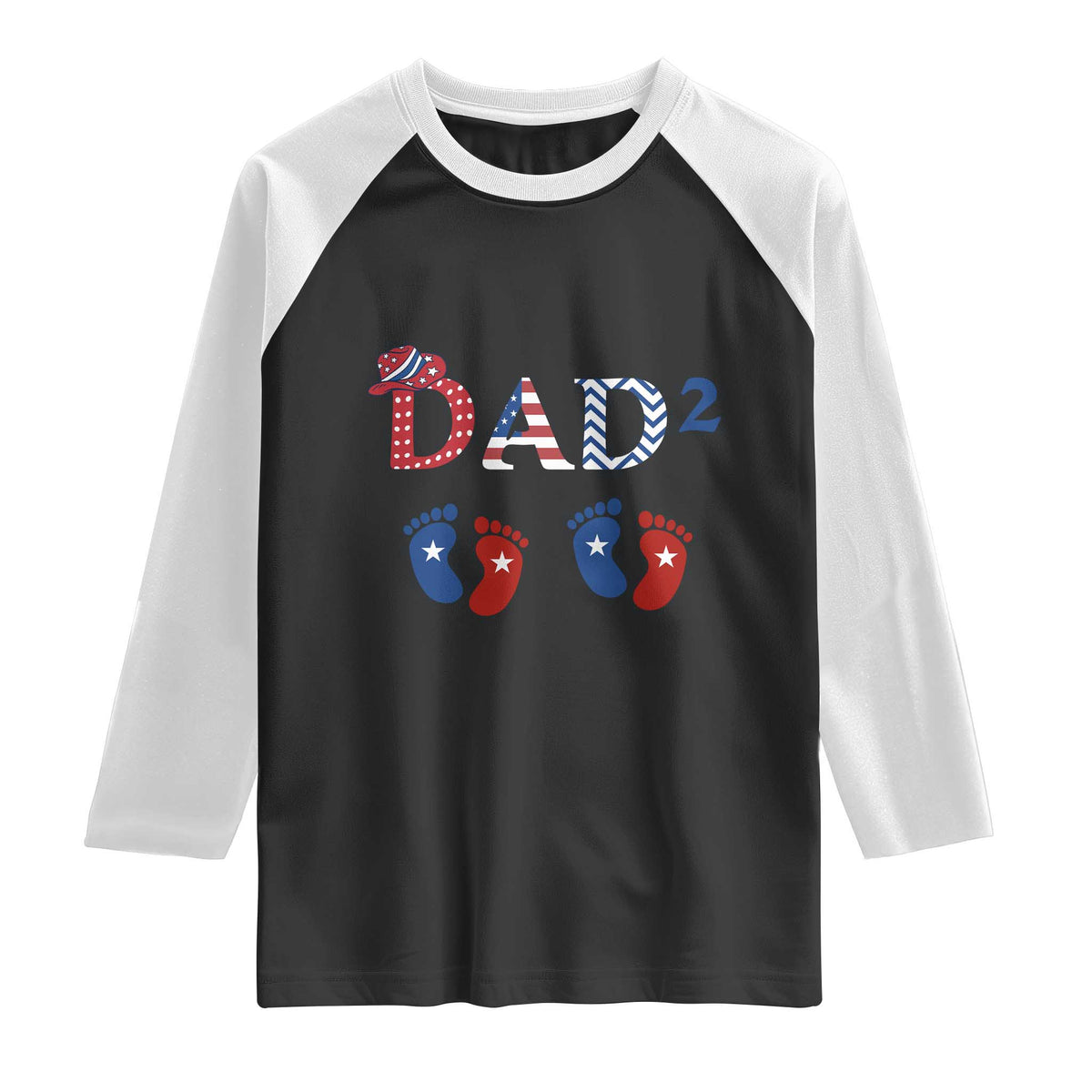Patriotic Twin Dad American Flag Raglan Shirt Father Of Twins USA Gift