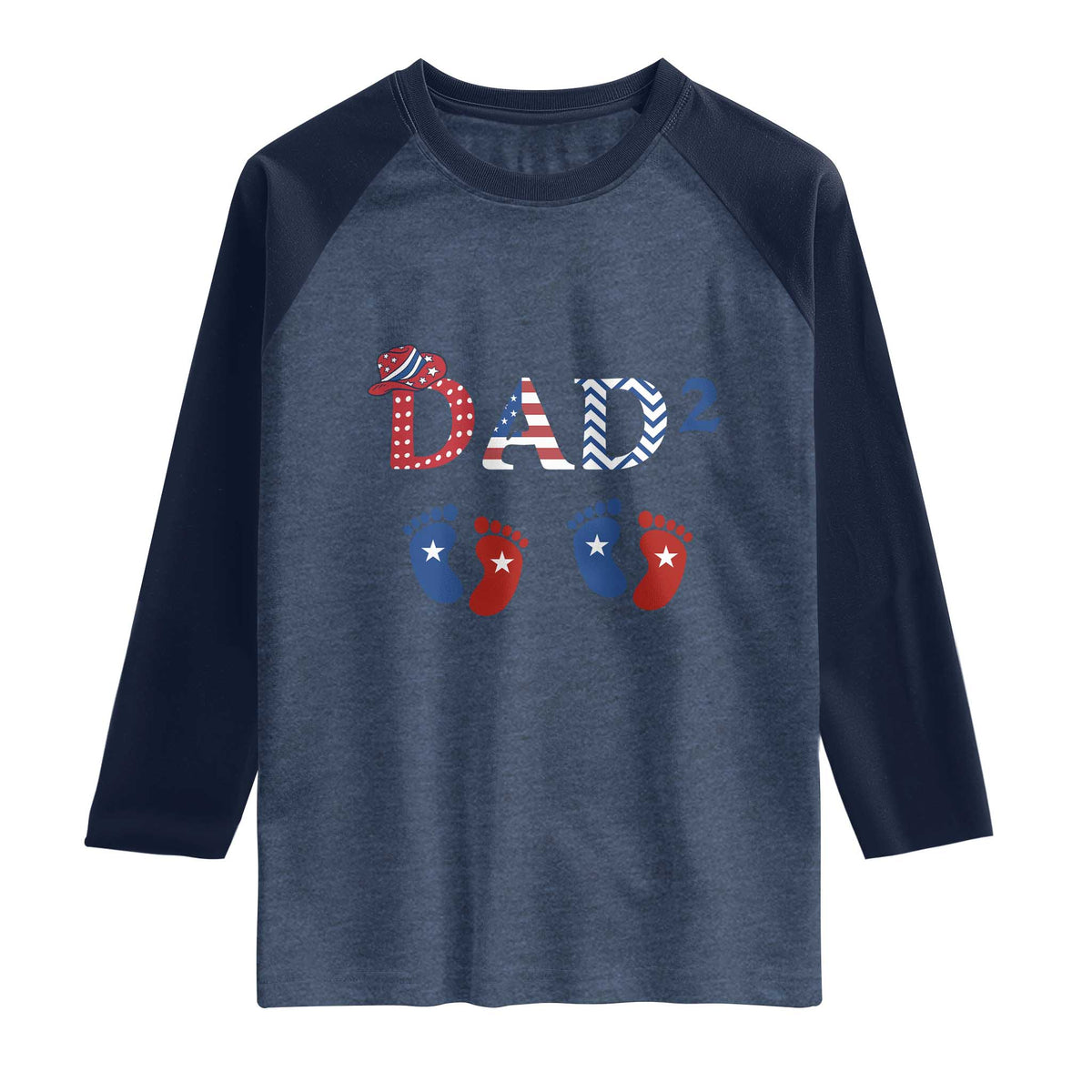 Patriotic Twin Dad American Flag Raglan Shirt Father Of Twins USA Gift