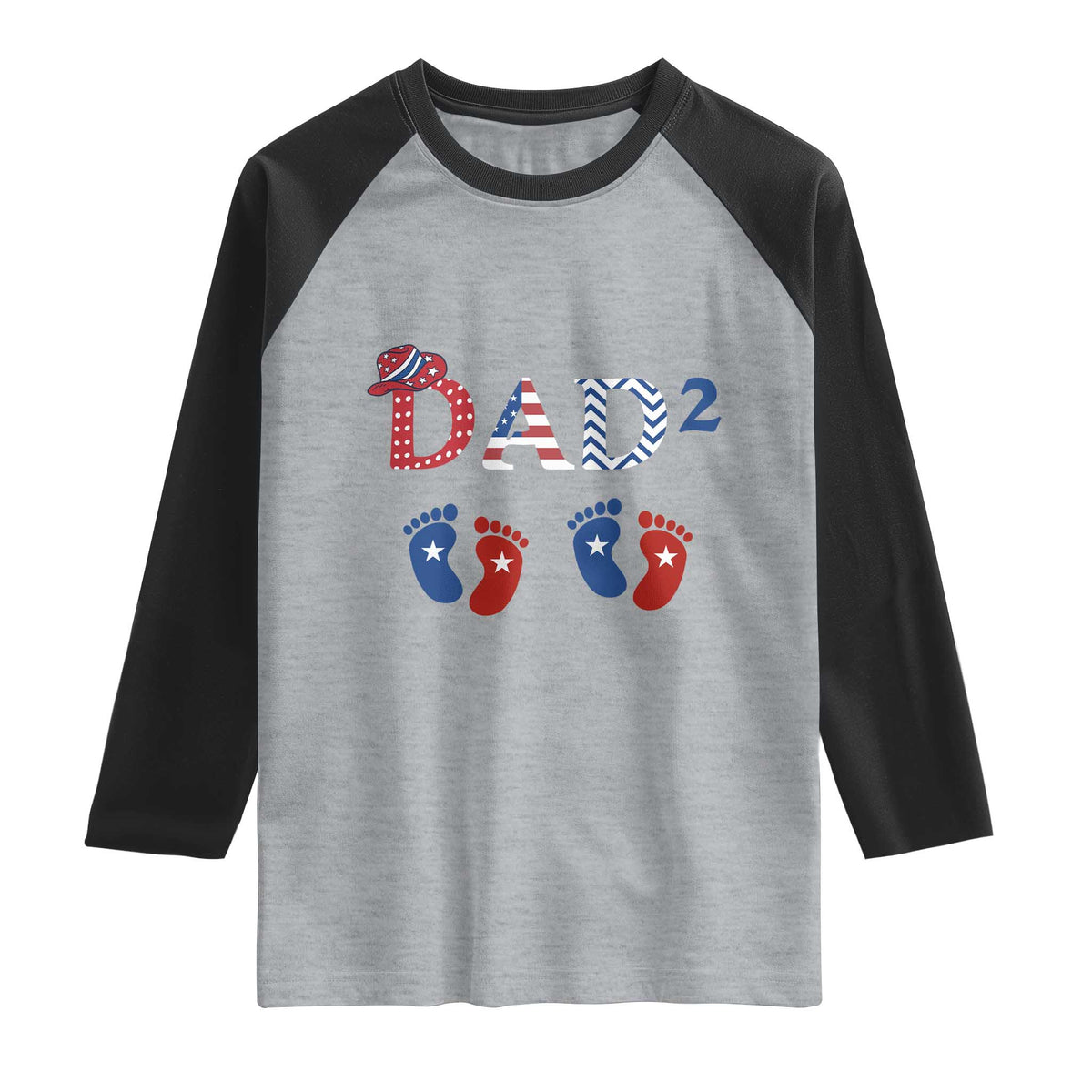 Patriotic Twin Dad American Flag Raglan Shirt Father Of Twins USA Gift