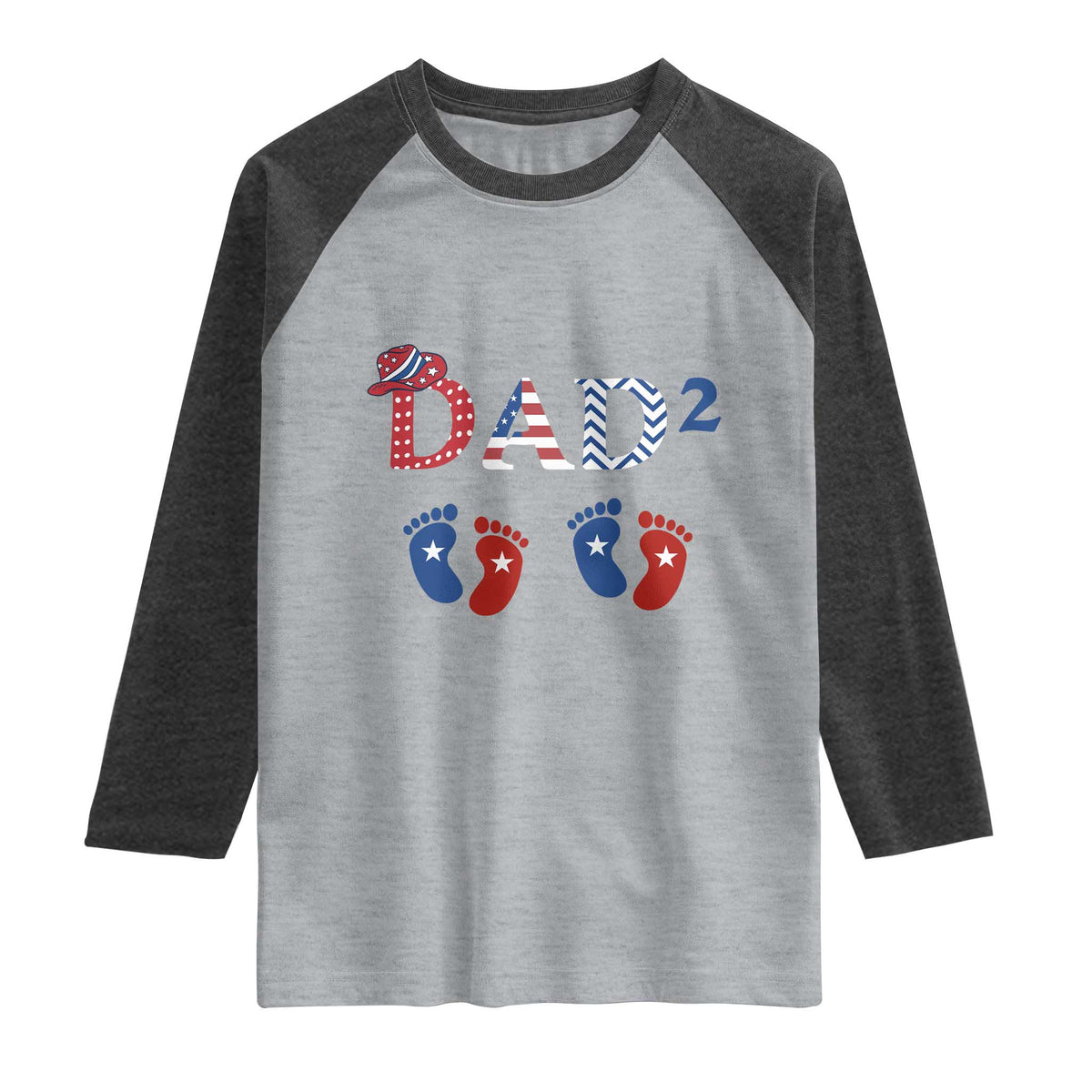 Patriotic Twin Dad American Flag Raglan Shirt Father Of Twins USA Gift