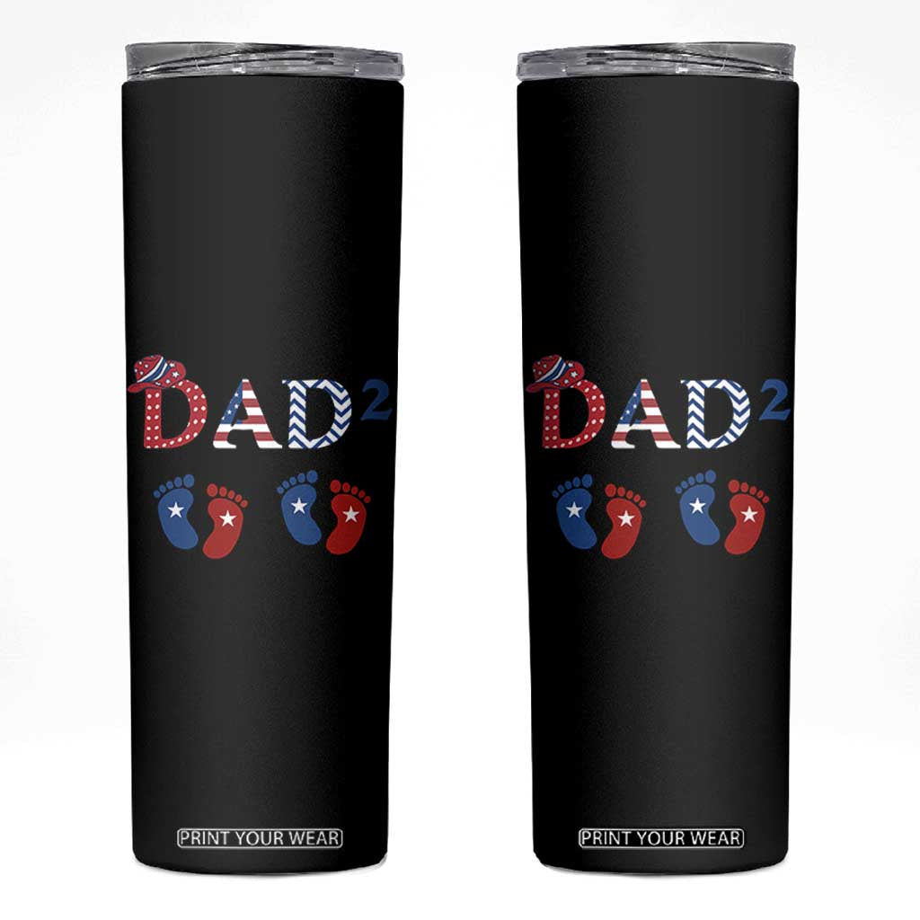 Patriotic Twin Dad American Flag Skinny Tumbler Father Of Twins USA Gift TS12 Black Print Your Wear