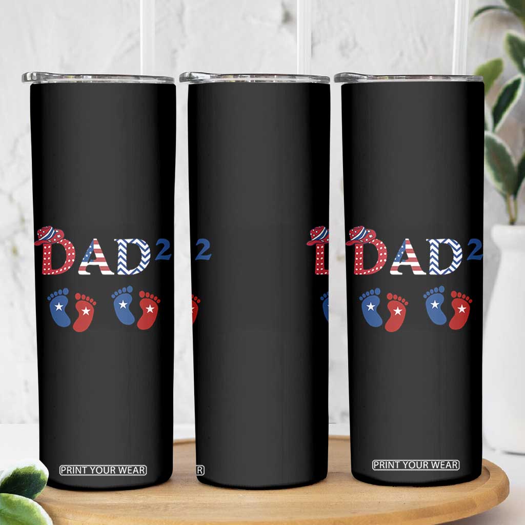 Patriotic Twin Dad American Flag Skinny Tumbler Father Of Twins USA Gift TS12 Print Your Wear