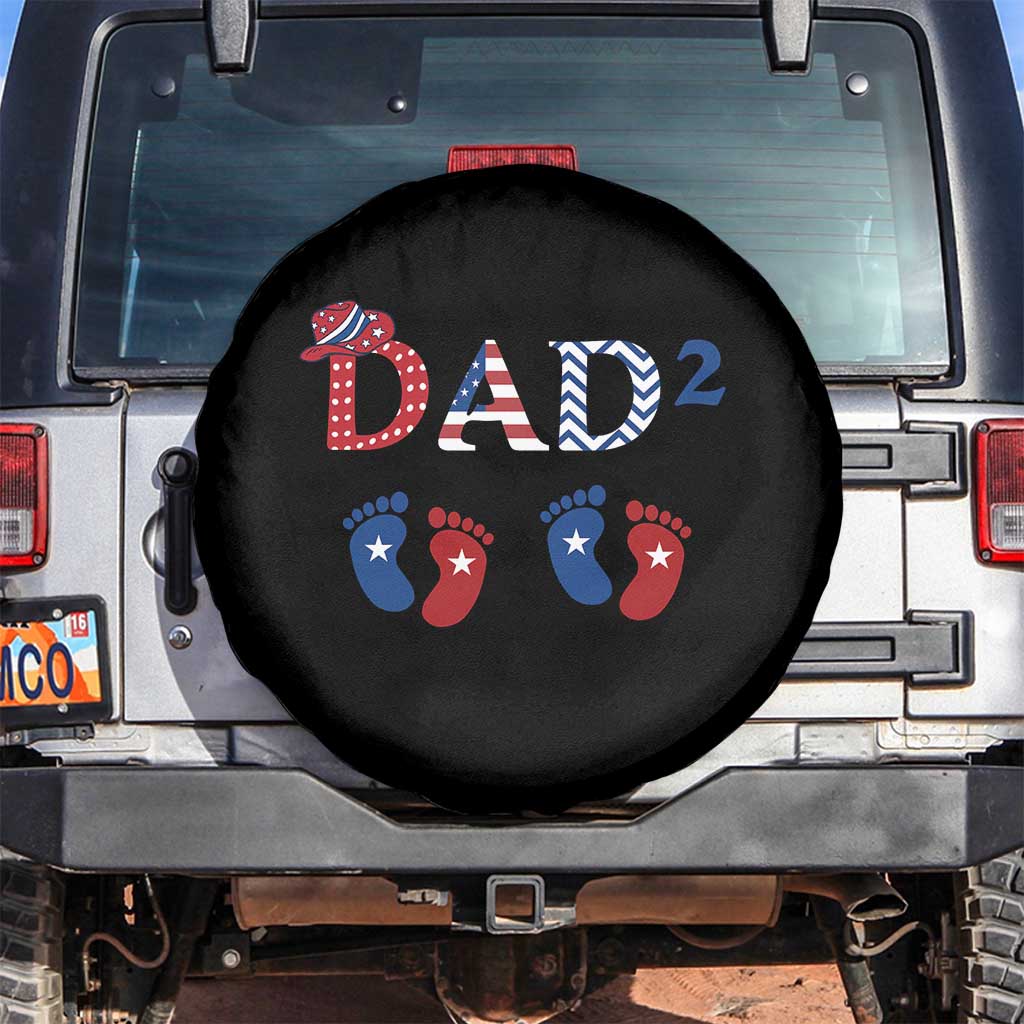 Patriotic Twin Dad American Flag Spare Tire Cover Father Of Twins USA Gift TS12 No hole Black Print Your Wear