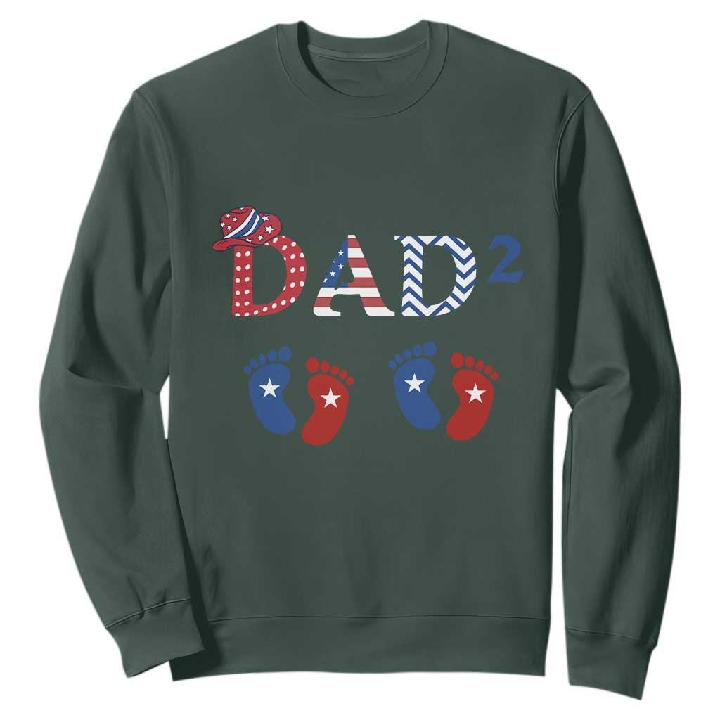 Patriotic Twin Dad American Flag Sweatshirt Father Of Twins USA Gift TS12 Dark Forest Green Print Your Wear