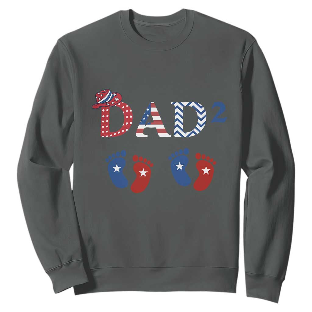 Patriotic Twin Dad American Flag Sweatshirt Father Of Twins USA Gift TS12 Dark Heather Print Your Wear