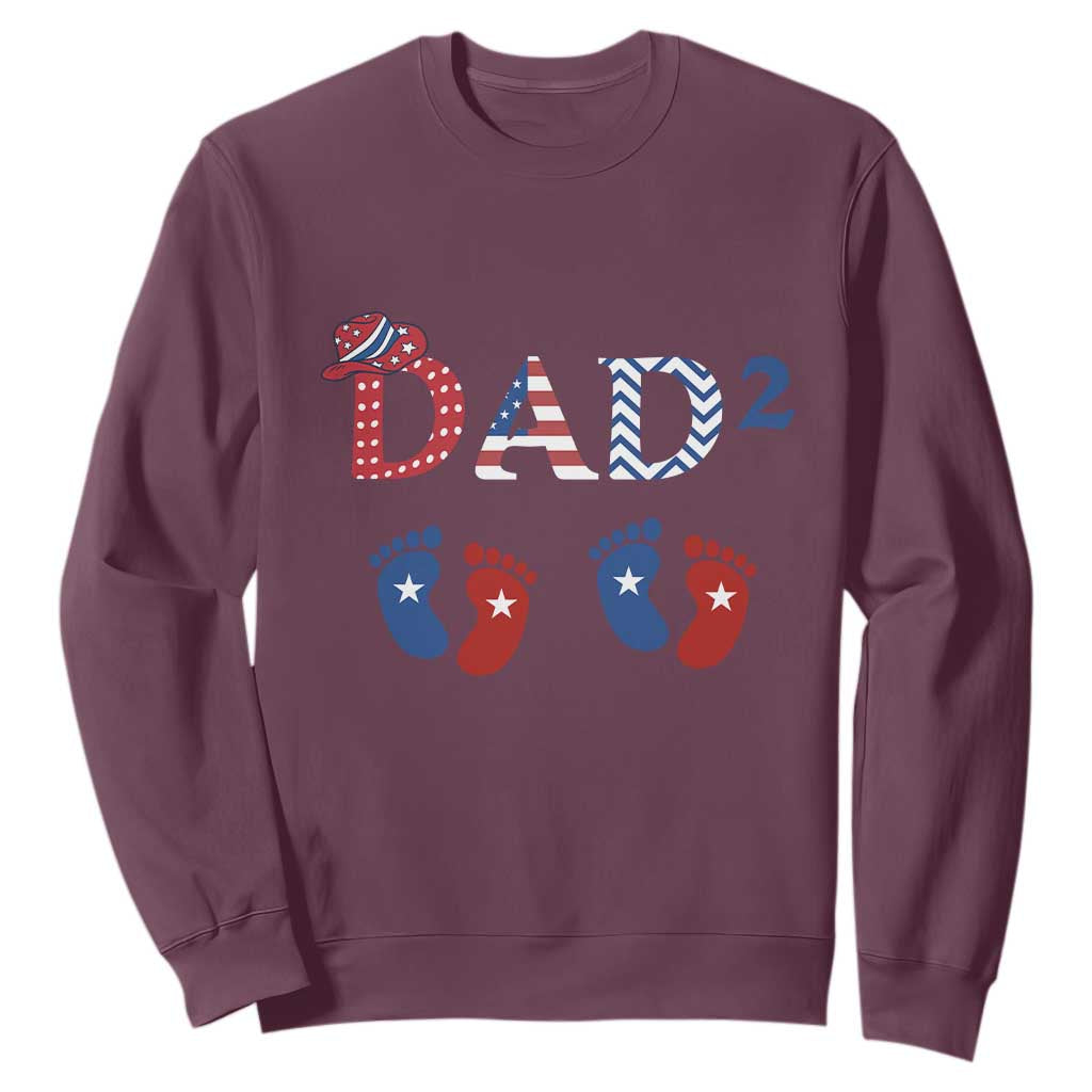 Patriotic Twin Dad American Flag Sweatshirt Father Of Twins USA Gift TS12 Maroon Print Your Wear