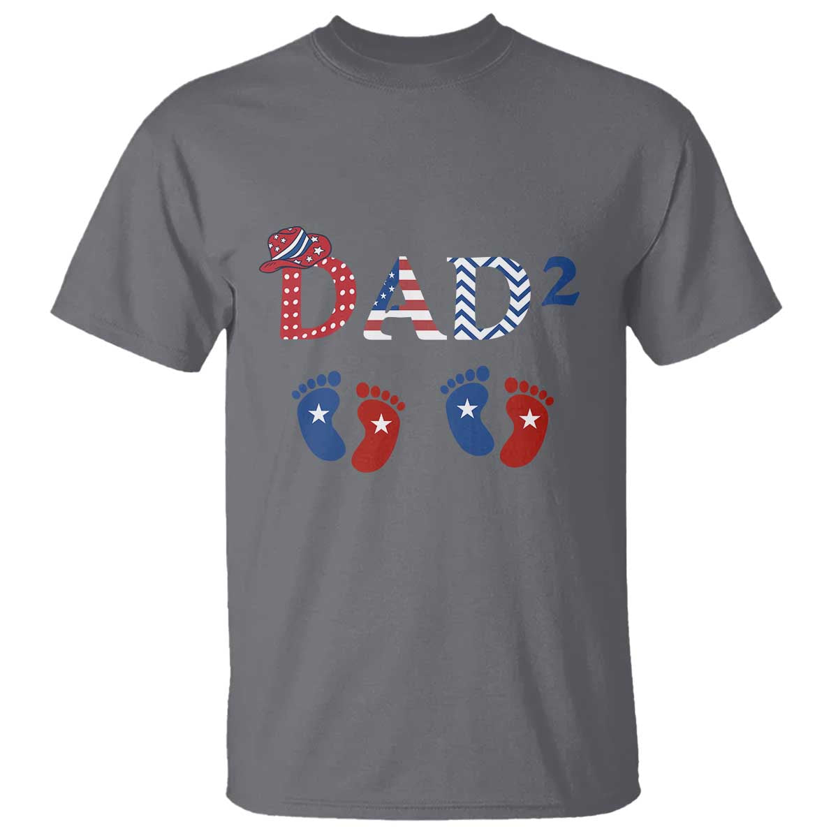 Patriotic Twin Dad American Flag T Shirt Father Of Twins USA Gift TS12 Charcoal Print Your Wear