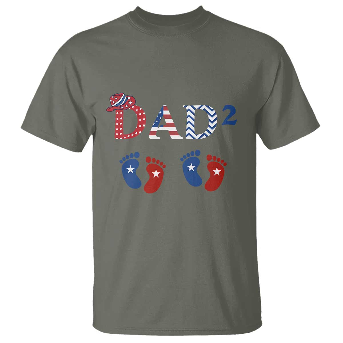 Patriotic Twin Dad American Flag T Shirt Father Of Twins USA Gift TS12 Military Green Print Your Wear