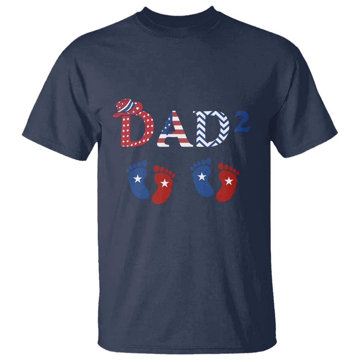 Patriotic Twin Dad American Flag T Shirt Father Of Twins USA Gift TS12 Navy Print Your Wear
