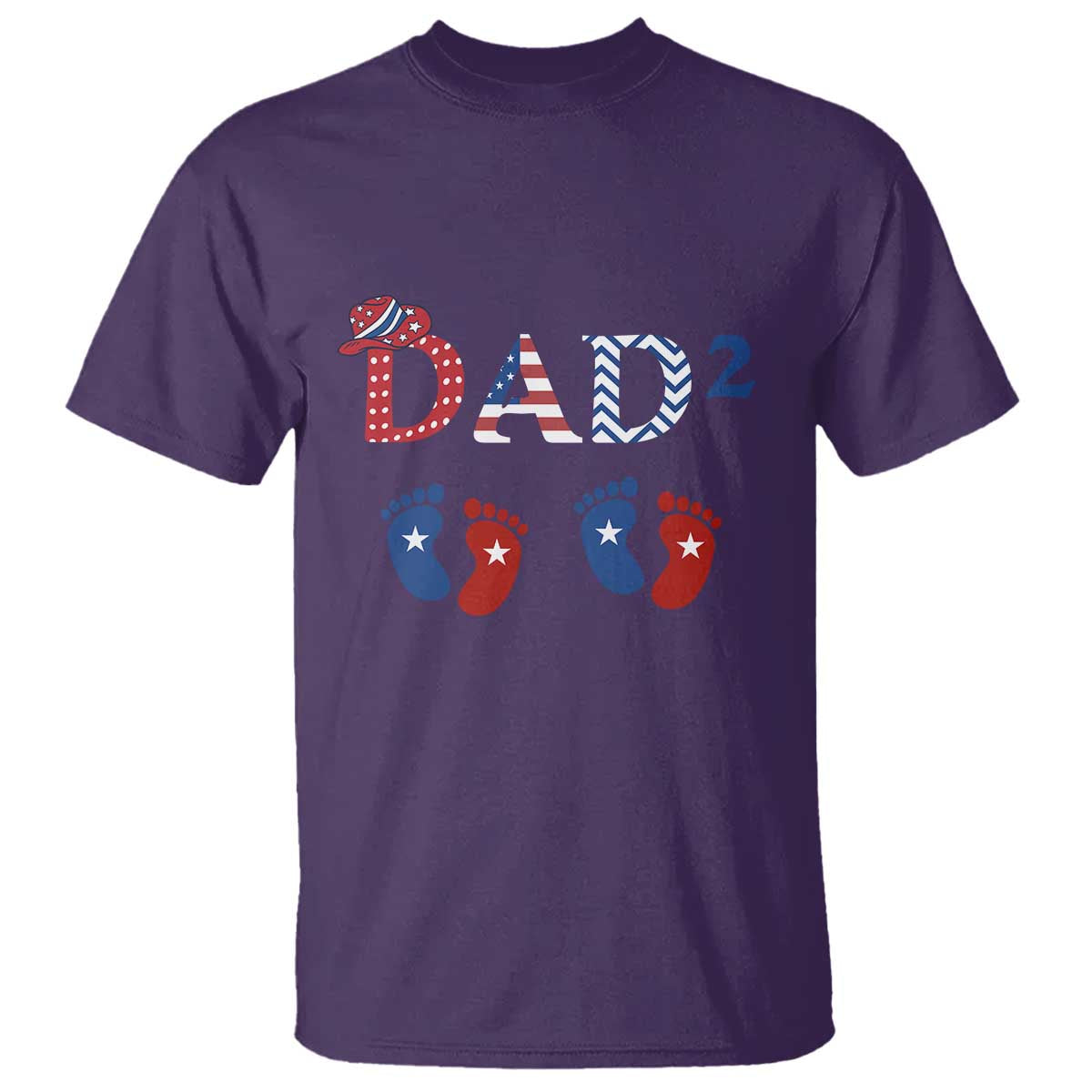 Patriotic Twin Dad American Flag T Shirt Father Of Twins USA Gift TS12 Purple Print Your Wear