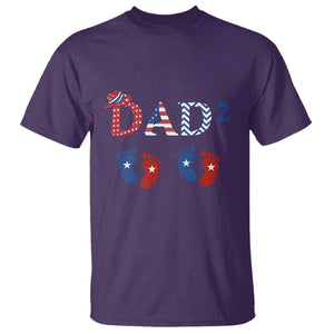 Patriotic Twin Dad American Flag T Shirt Father Of Twins USA Gift TS12 Purple Print Your Wear